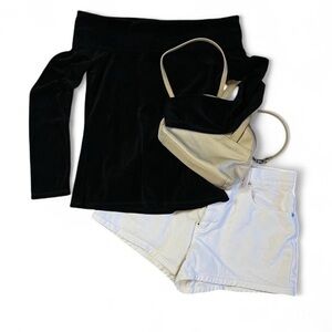 Y2K DKNY velour off the shoulder top